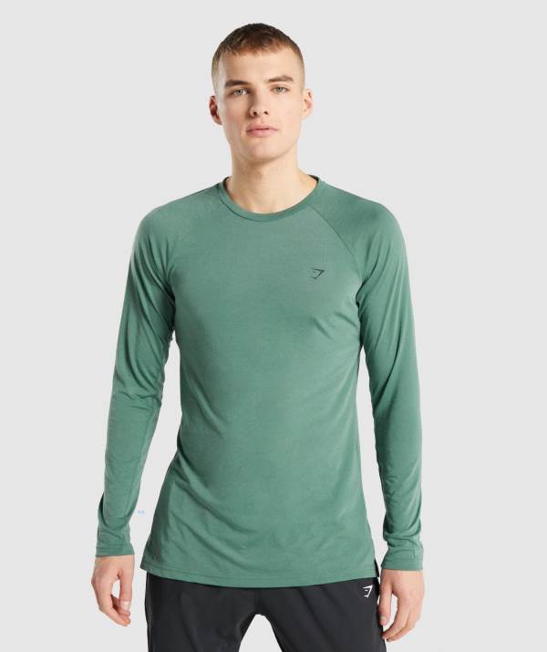 Panske Mikiny Gymshark Studio Long Sleeve Zelene | FB5389604